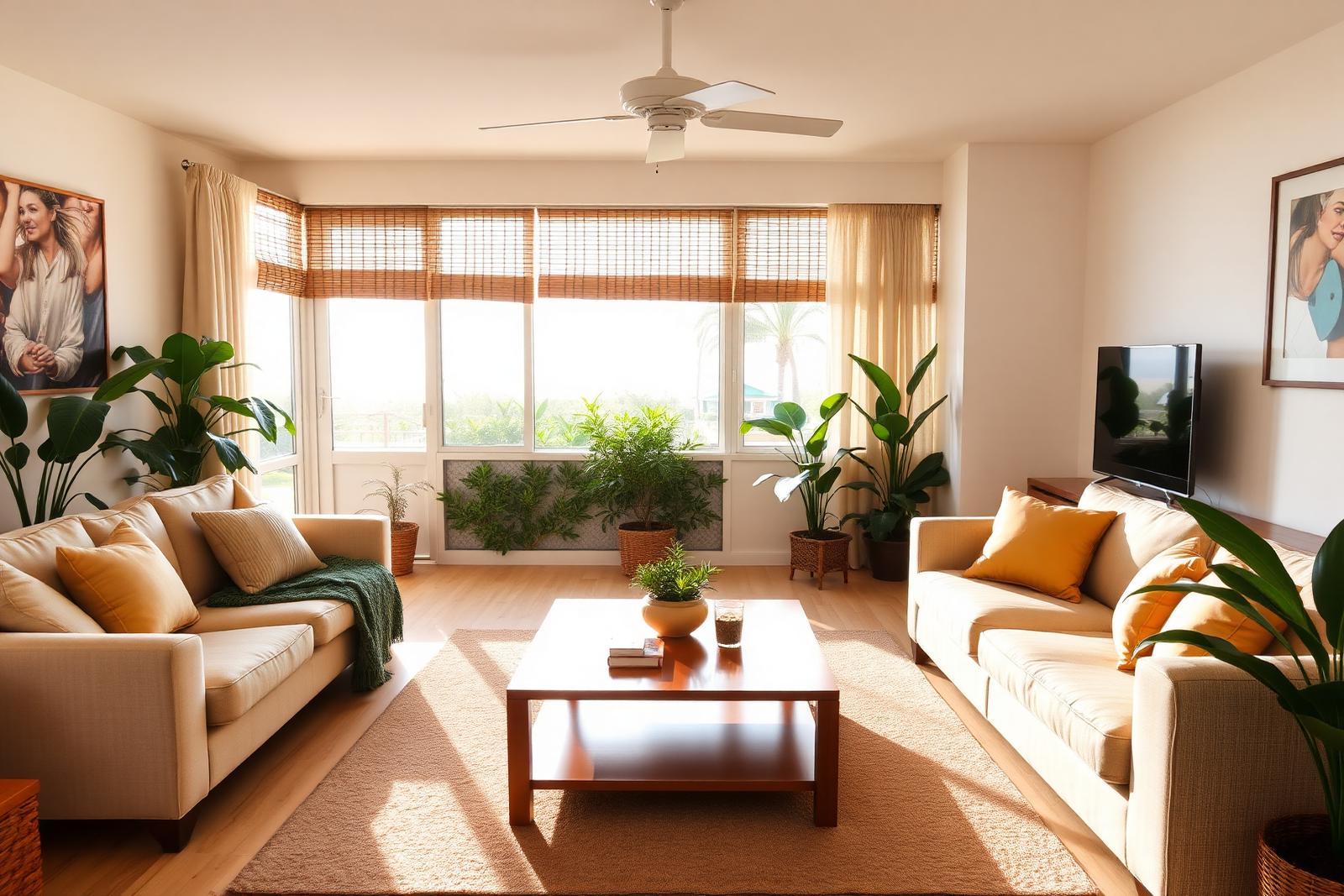 A bright, fully furnished shared living room in one of our Oahu homes